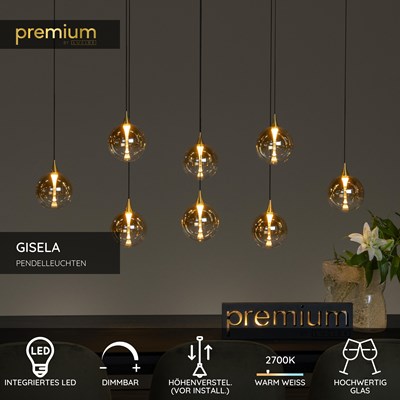 Lucide GISELA - Pendelleuchten - LED Dim. - 8x3,9W 2700K - Amber | Premium
